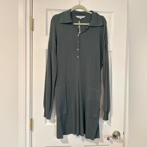 Davi & Dani Waffle Knit Henley Tunic Dress Green | Size M | NWT